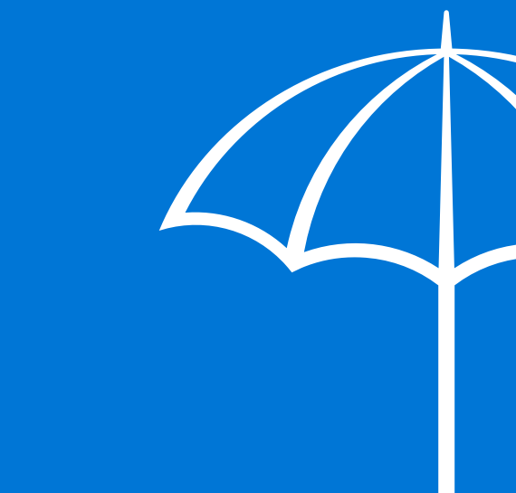 Umbrella icon on blue background
